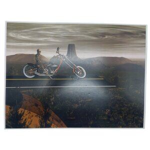 LE GM Harley Davidson motorcycle print artwork signed Wright 4/50 16x12" READ